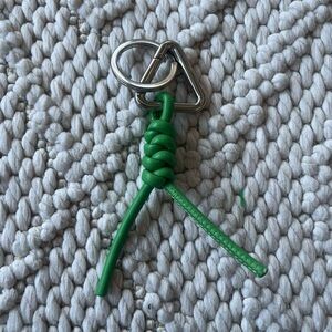 Bottega Vanteta Green Unisex Triangle Triple Leather Lambskin Key Ring